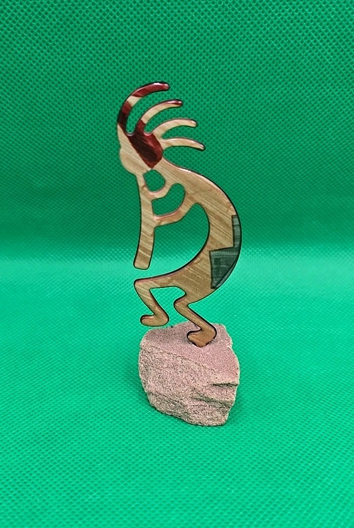 Kokopelli Metal Art Southwest Enamel Figurine Sandstone Paperweight Double Sided