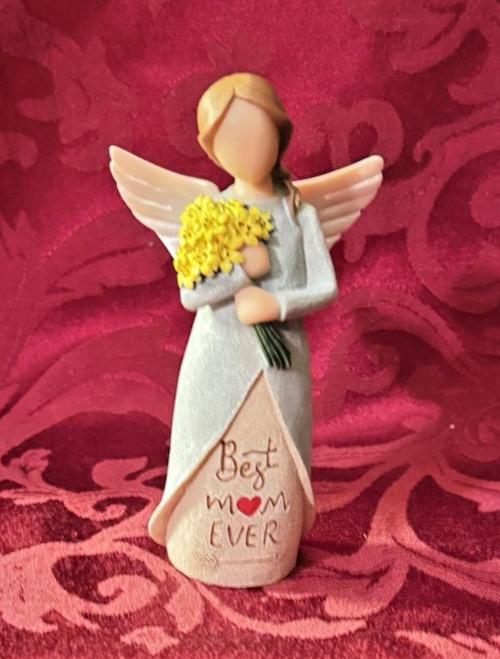 Best Mom Ever Angel Figurine Hand Painted Yuideary Perfect for Mothers’ Day