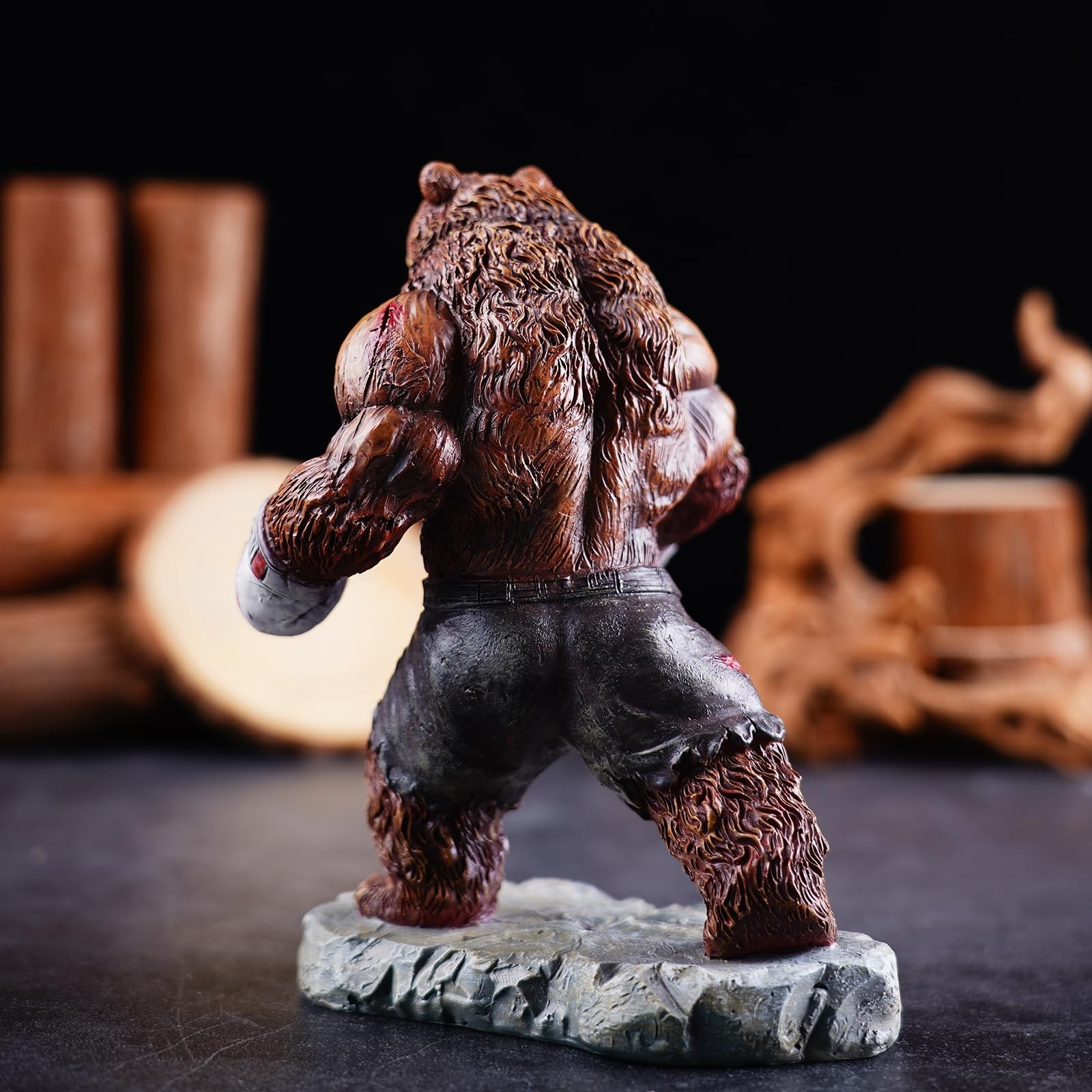 Bear Statue, Resin Abstract Animal Boxing Sculpture for Home and Office Decor…