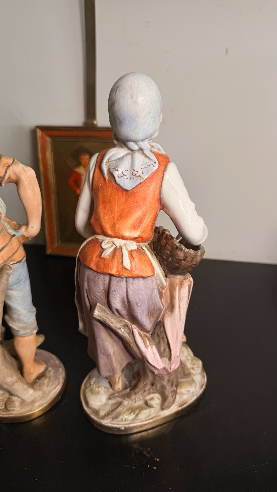 Vintage Norleans Japan Fisherman Fisherwoman Porcelain Figurines Pair 12″