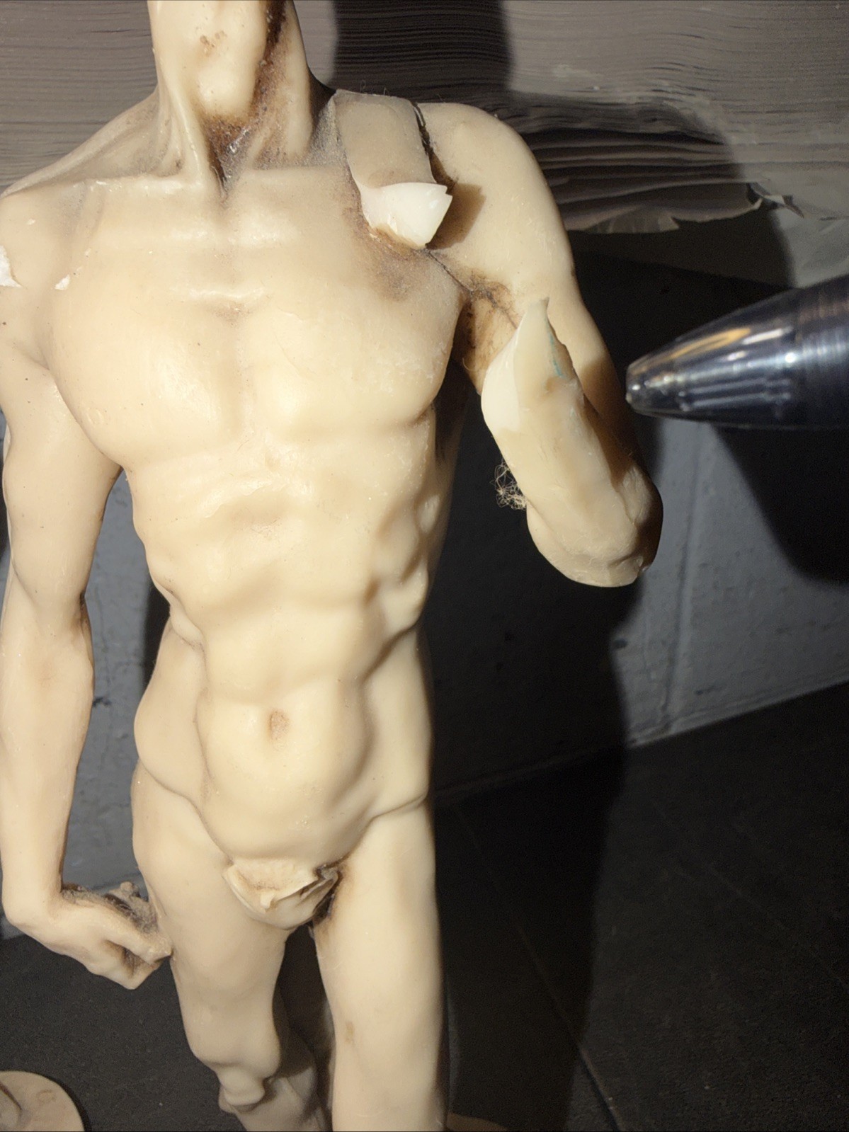 2 Statue Sculptures Michelangelo David & Nude Woman w/ Wine Jug Figurine -BROKEN