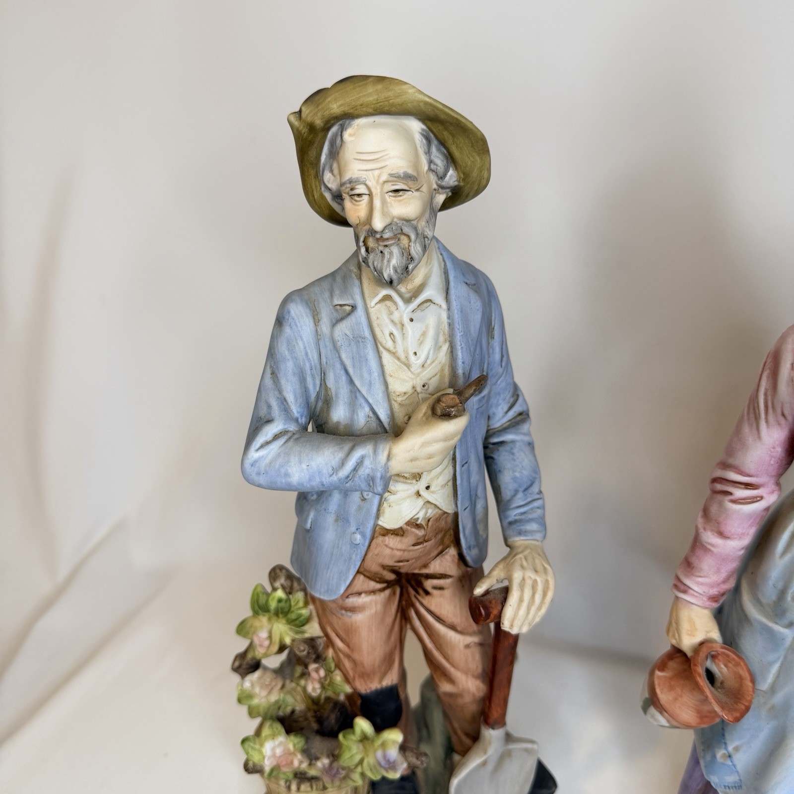 Pair Of Vintage Ceramic Farmers HOMCO #8816 Old Man and Old Woman-13” Figurines
