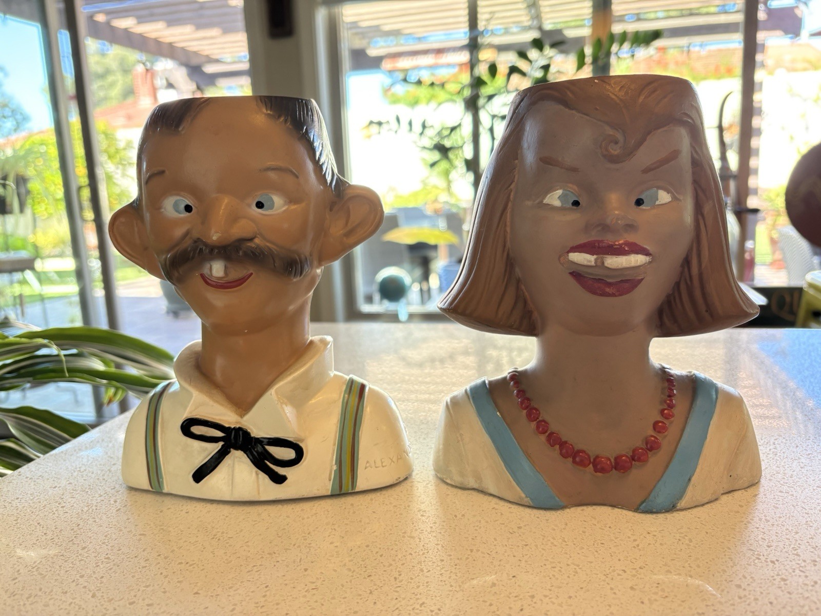 Vintage Alexander Backer ABCo 2/4-Eyed Double Face Man & Woman Head Vase