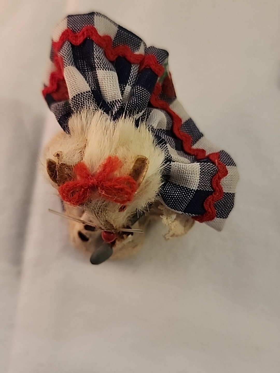 Vintage Original Fur Toys Mouse in Dress with Spoon West Germany