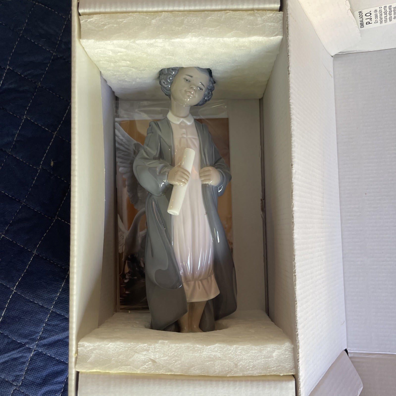Vintage Lladró 6495 Graduate Girl Porcelain Figurine Spain w Box Papers