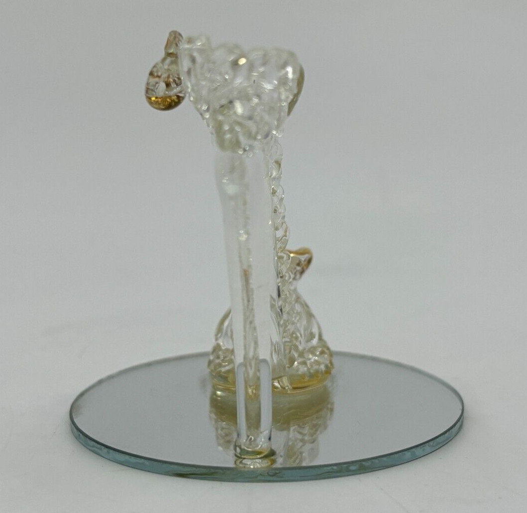 Set Of 4 Spun Glass Figurines Mirrored Base Kittens Shoe Baby Carriage Apple