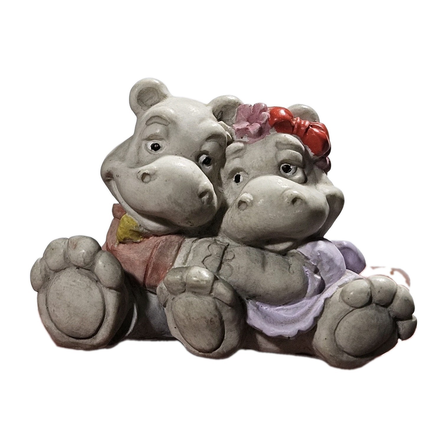 Vintage 1994 Miniature Hippo Figurine Anthropomorphic J.C. Resin. House Hippo