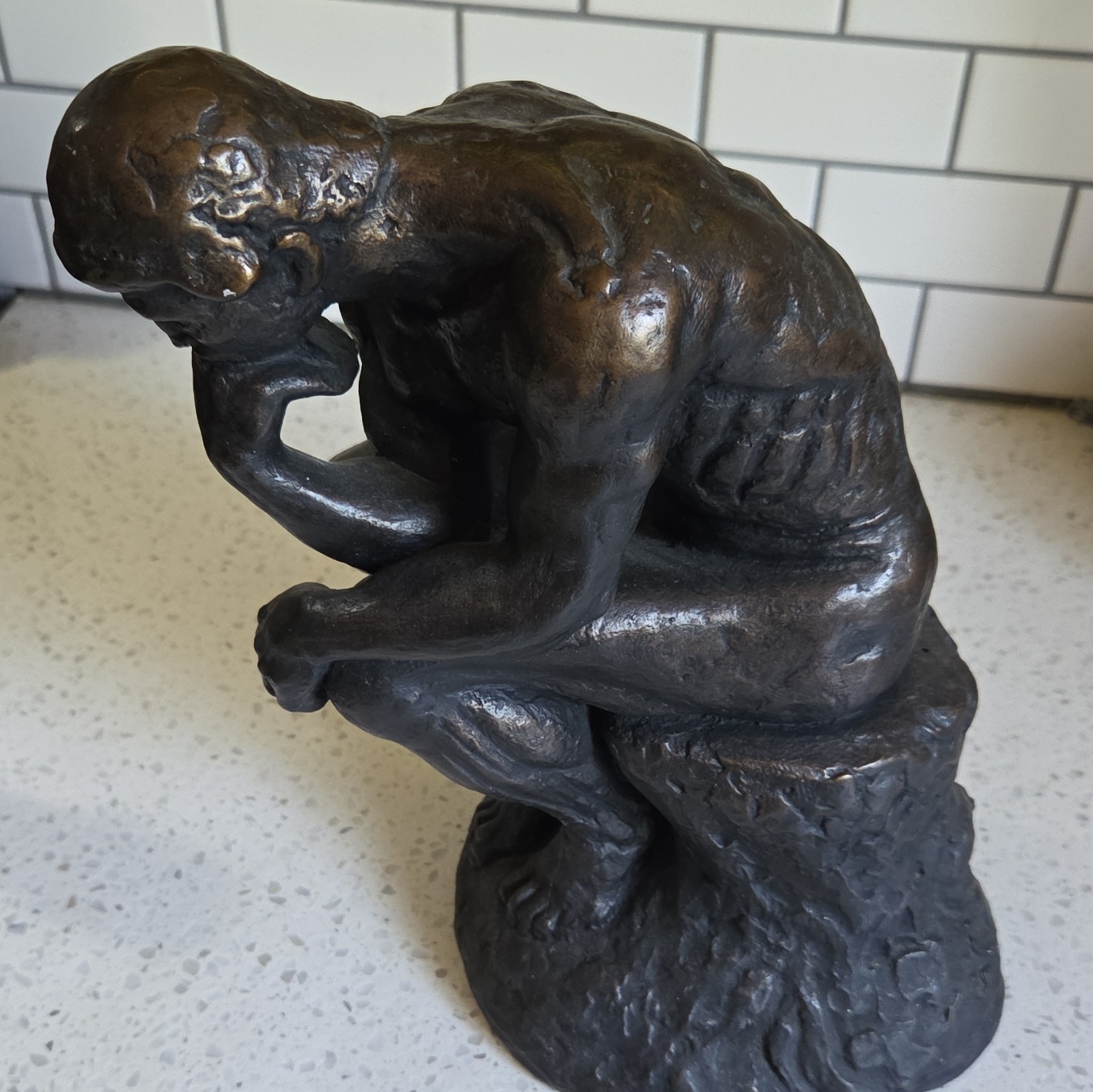 The Thinker Statue Sculpture 7 lb Bronze Tone Plaster Ceramic Composite Decor