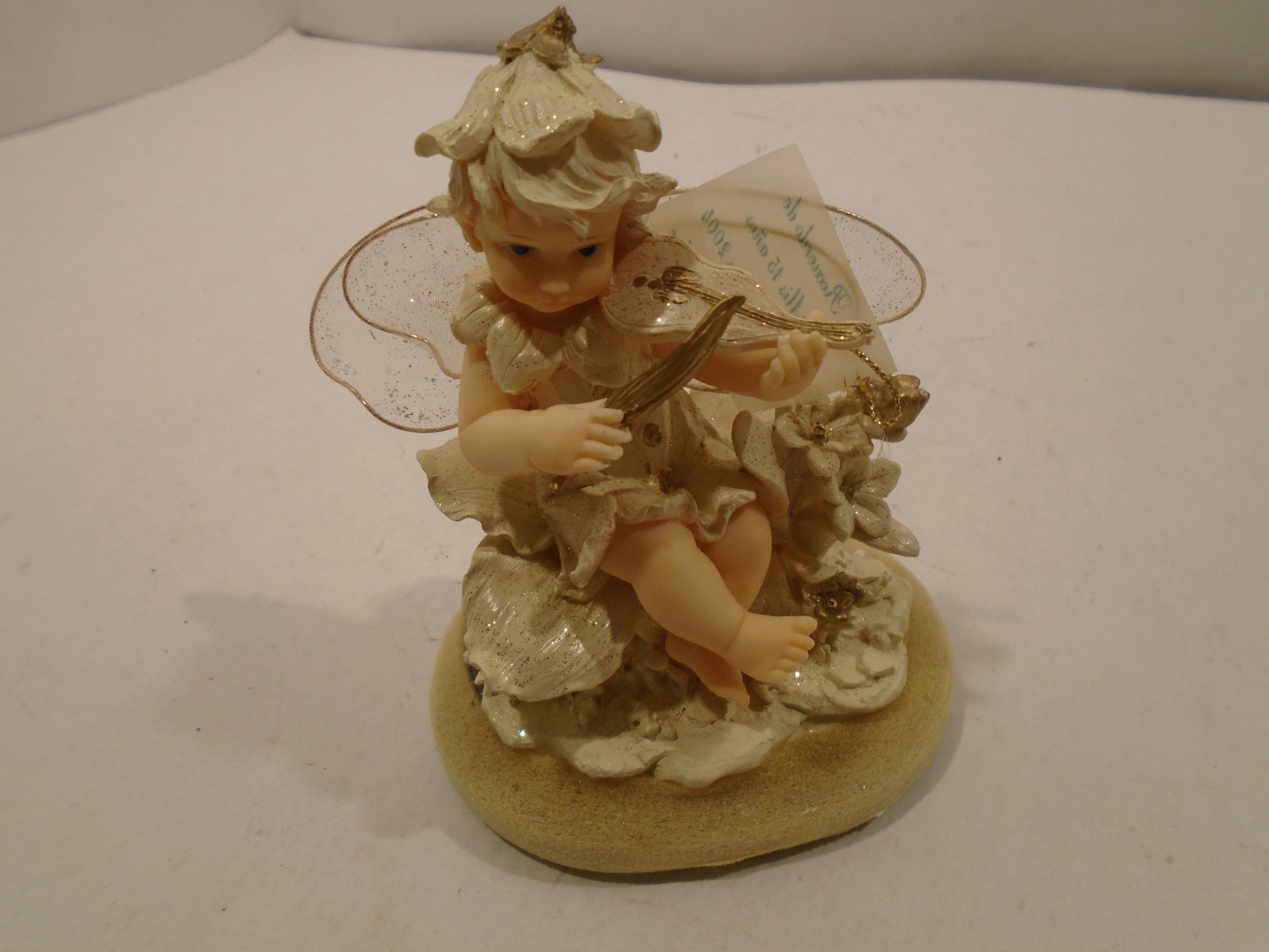 Italy Montefiori Collection Girl Fairy Angel Figurine Resin playing instrument