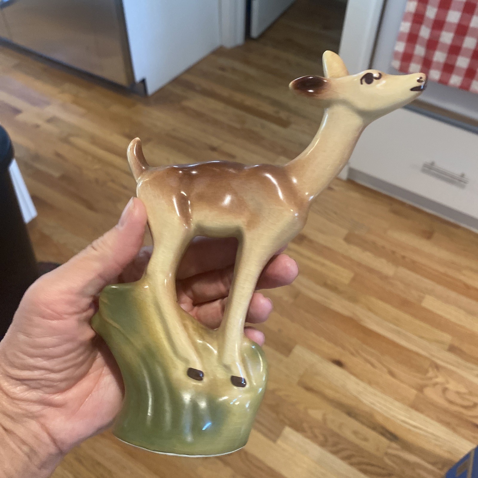Deer Fawn Ceramic Figurine Statue Mid Century Modern MCM 7.5”Standing Figure Vtg