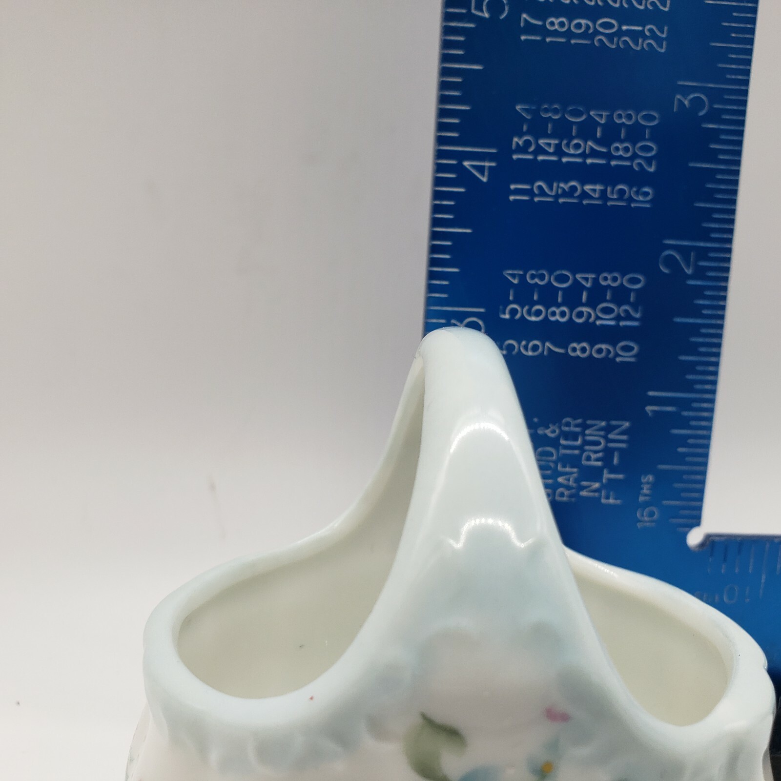 Small Porcelain Mini Basket Trinket Box ~ Md2124 ~ Hand Painted ~ Blue Flowers