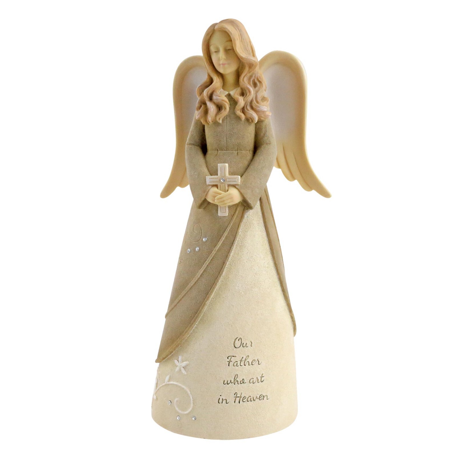 Foundations Angel Figurine Our Father Prayer Cross Faith God Religious 6011542