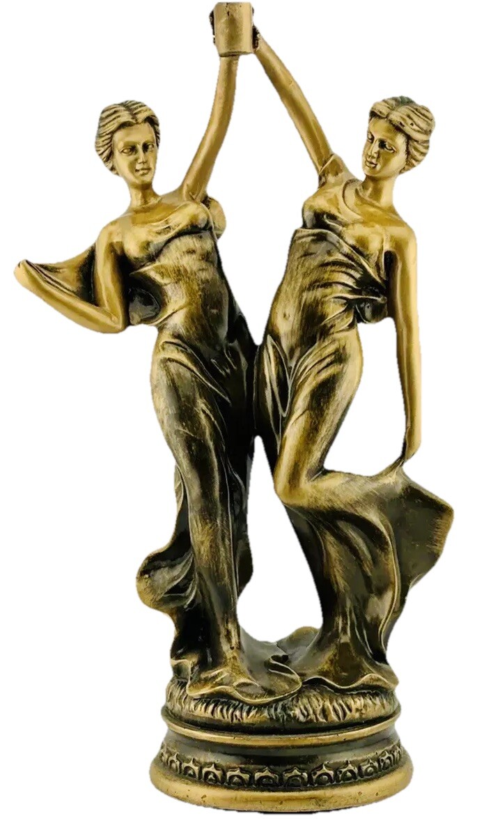 Art Nouveau Style Gold Gilt Resin Female Nymph Goddess Vintage Statue