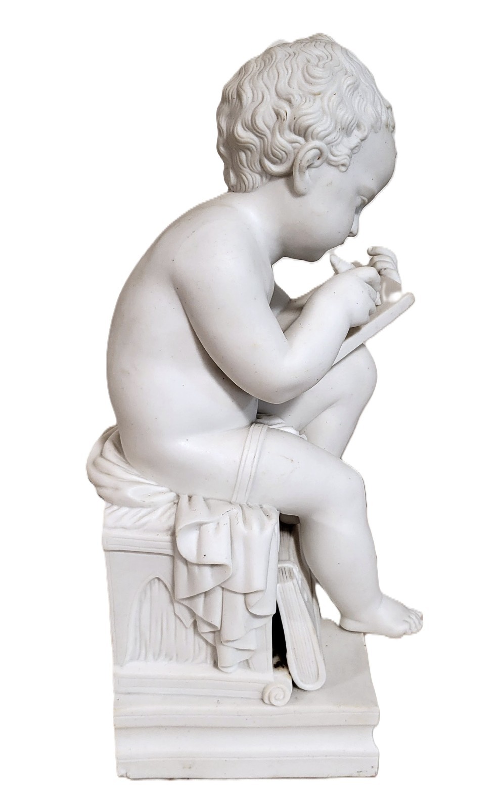 PAIR Antique FRENCH White BISQUE Porcelain PUTTI Baby CHERUBS Sculpture FIGURES