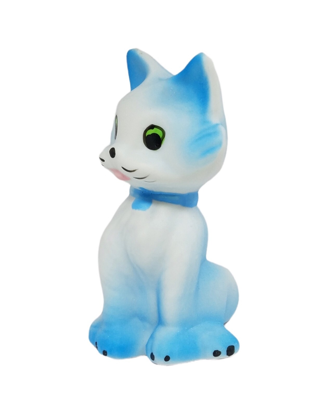 Italy Figurine Cat Napoleon Vintage Bisque Porcelain Blue Kitty New Old Stock