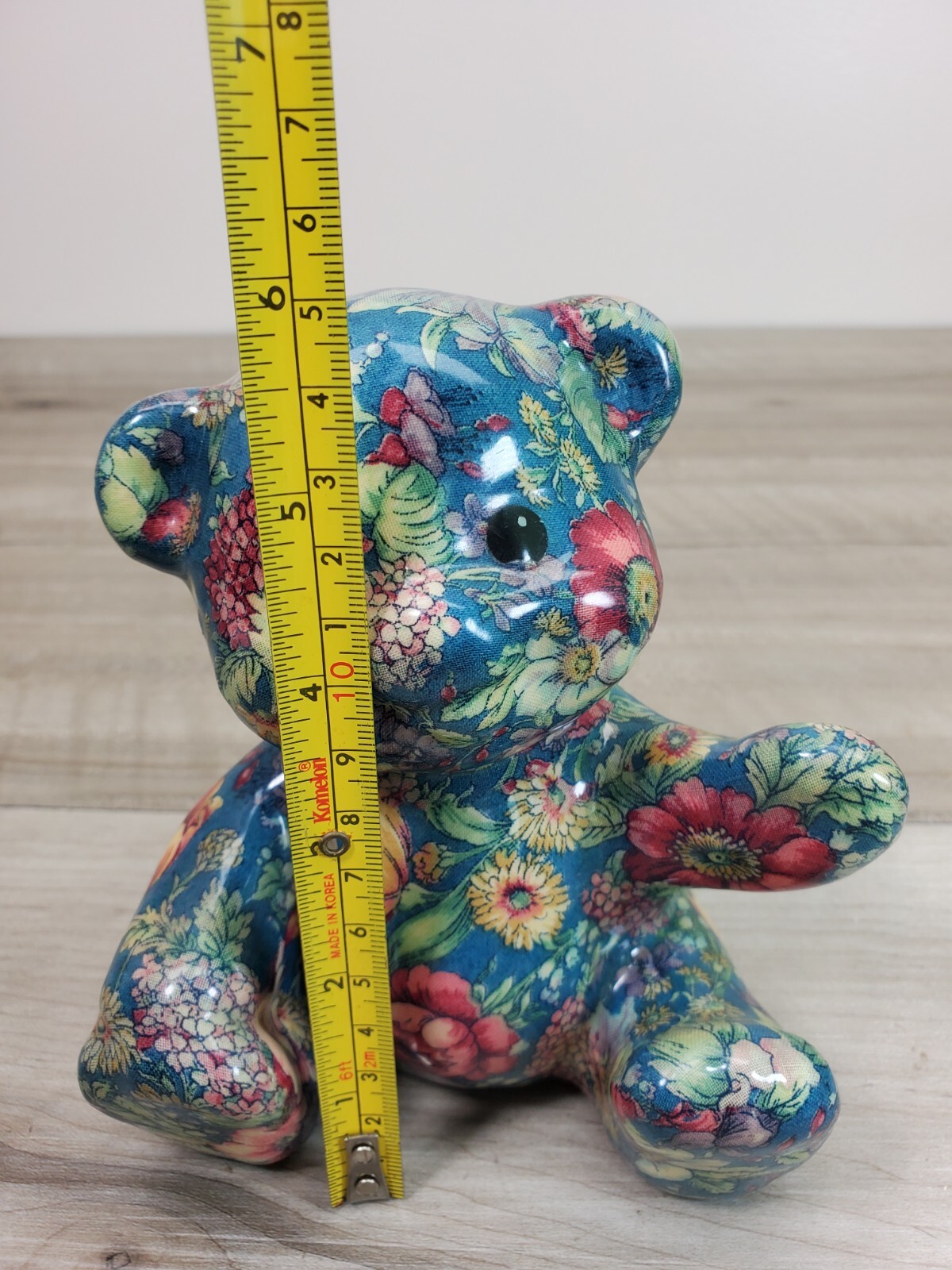 Vintage Porcelain Patchworks Joan Baker Designs Bear Figurine Figure Floral