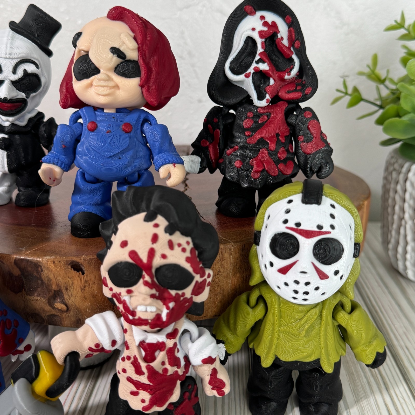 Classic Horror Movie Mini Chibi Figurines 3D Printed Jason, Michael, Art, Chucky