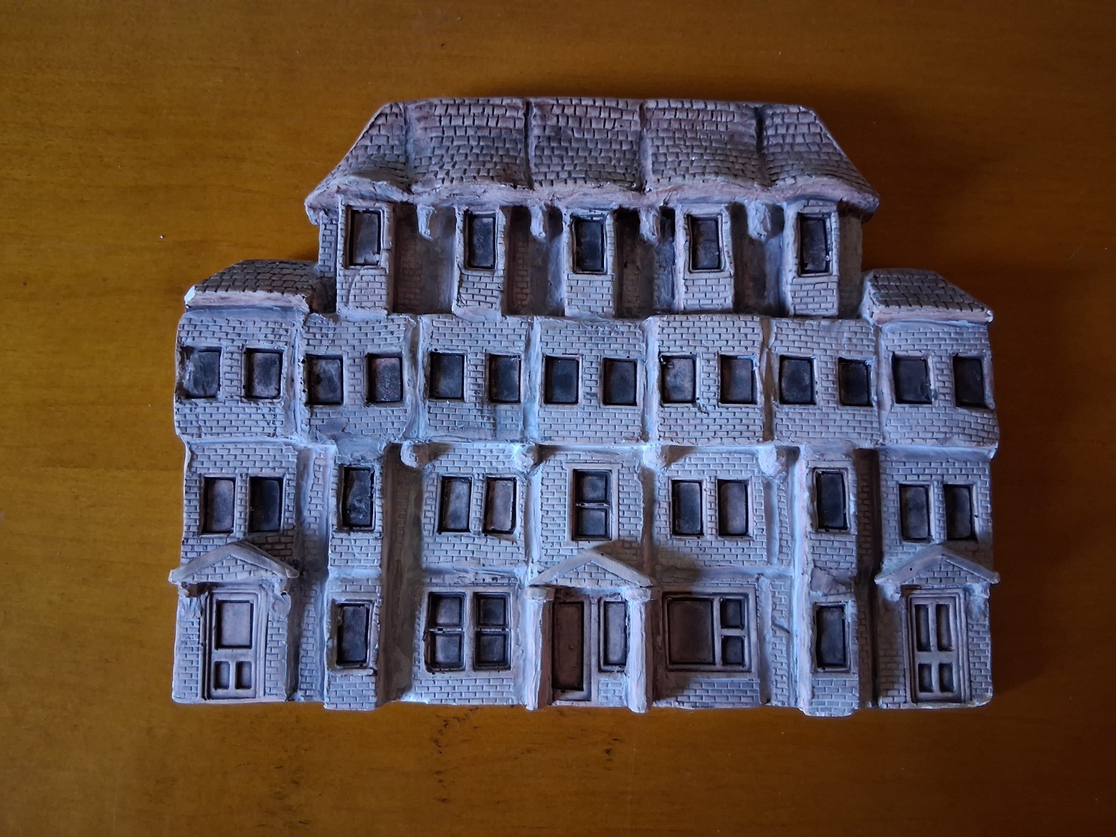 Colin Scott Handmade Painted Plaster Building Sculpture Gray Brown Architecture