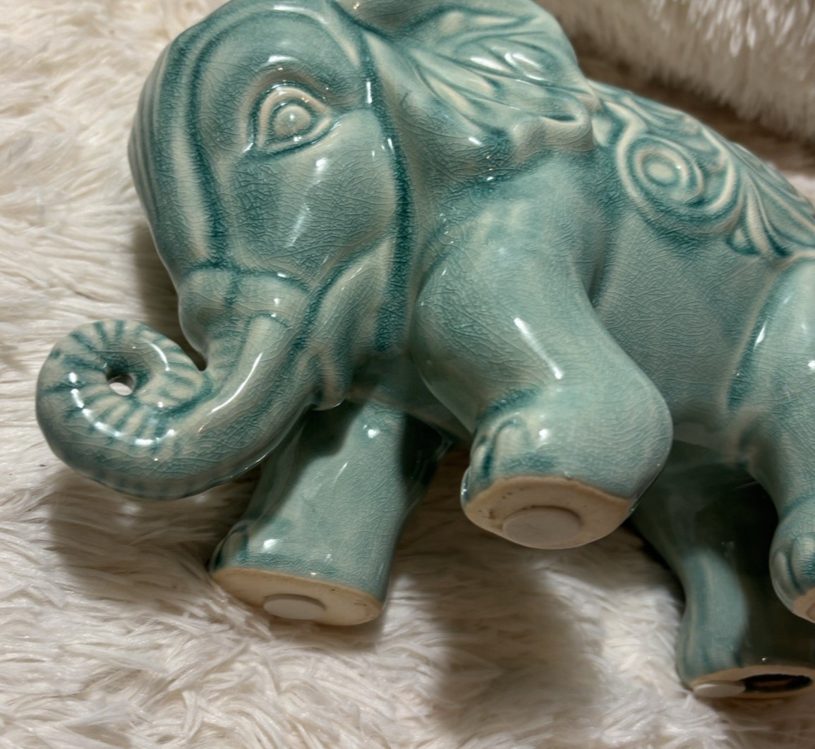 Urban Trends Sky Blue Ceramic Elegant Elephant Figurine Boho Home Decor Accent