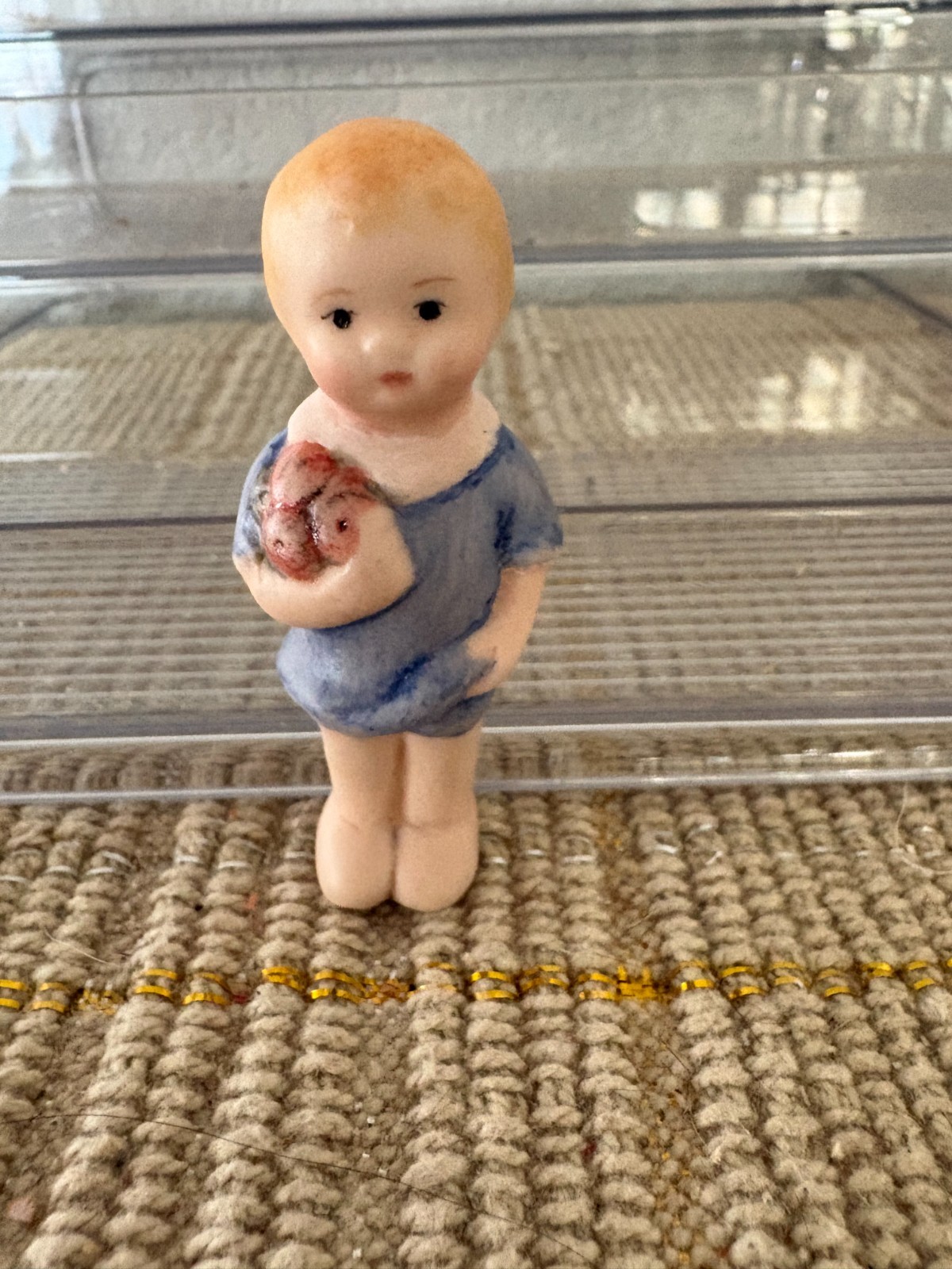3″ Bisque Little Boy Holding Apples