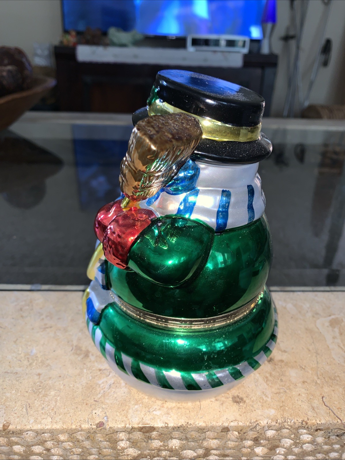 2018 Jim Shore White Woodland Snowman Animated Porcelain Music Box Works