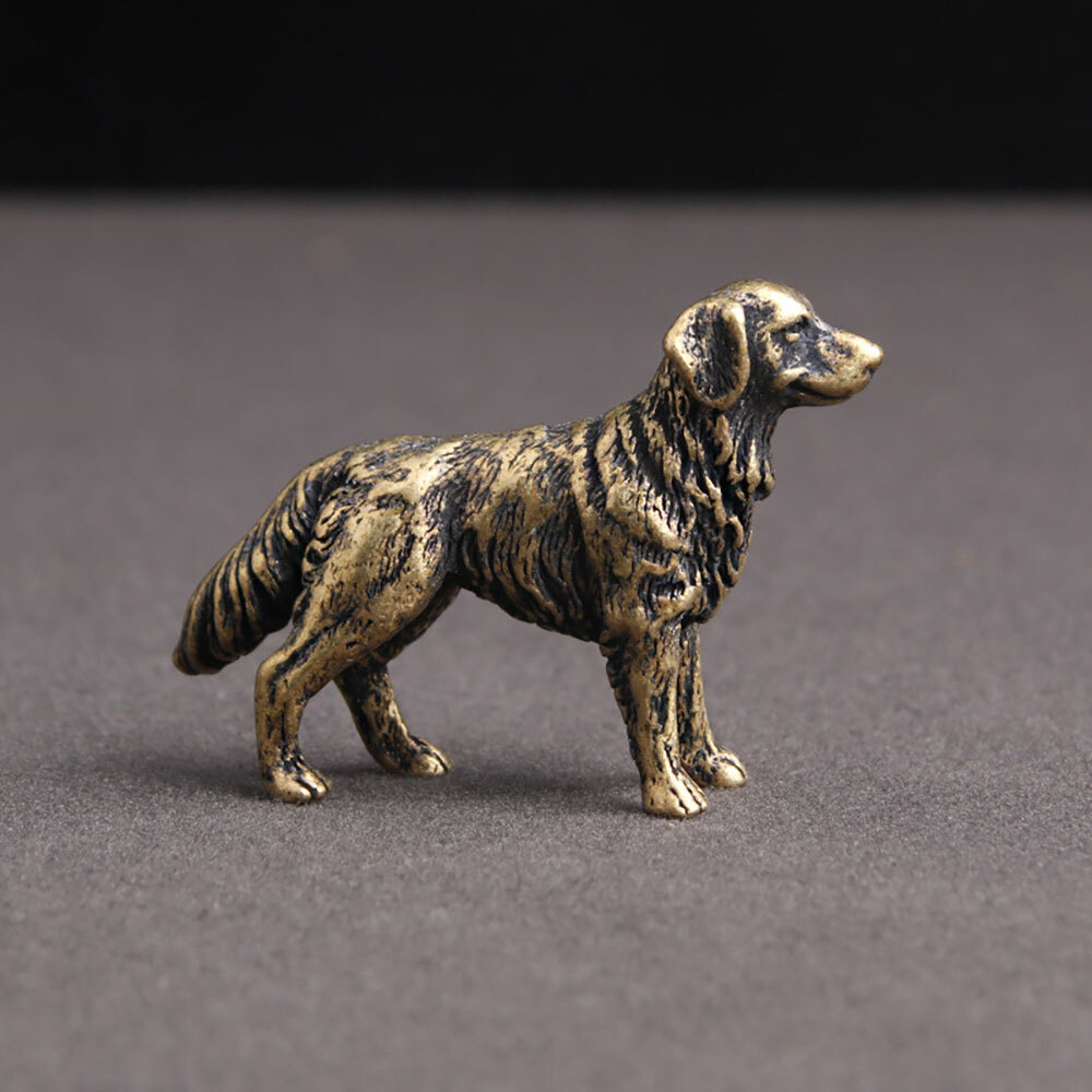 Small Dog Figurine Solid Brass Dog Statue Home Decoration Animal Figurines Toys