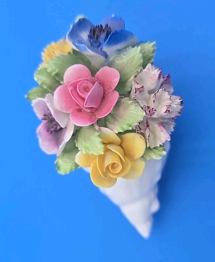 Royal Adderley Floral Flower Arrangement England Seashell Shell 2.5″ X 3.5″