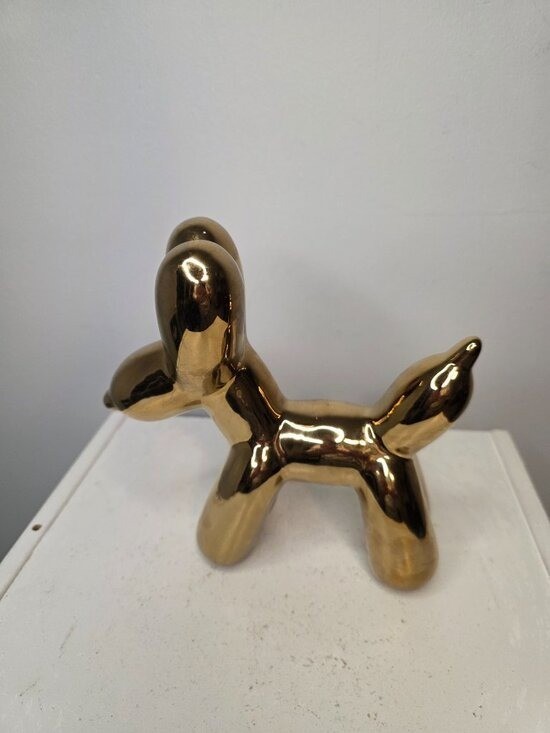 Gold Balloon Dog Figurine 7″
