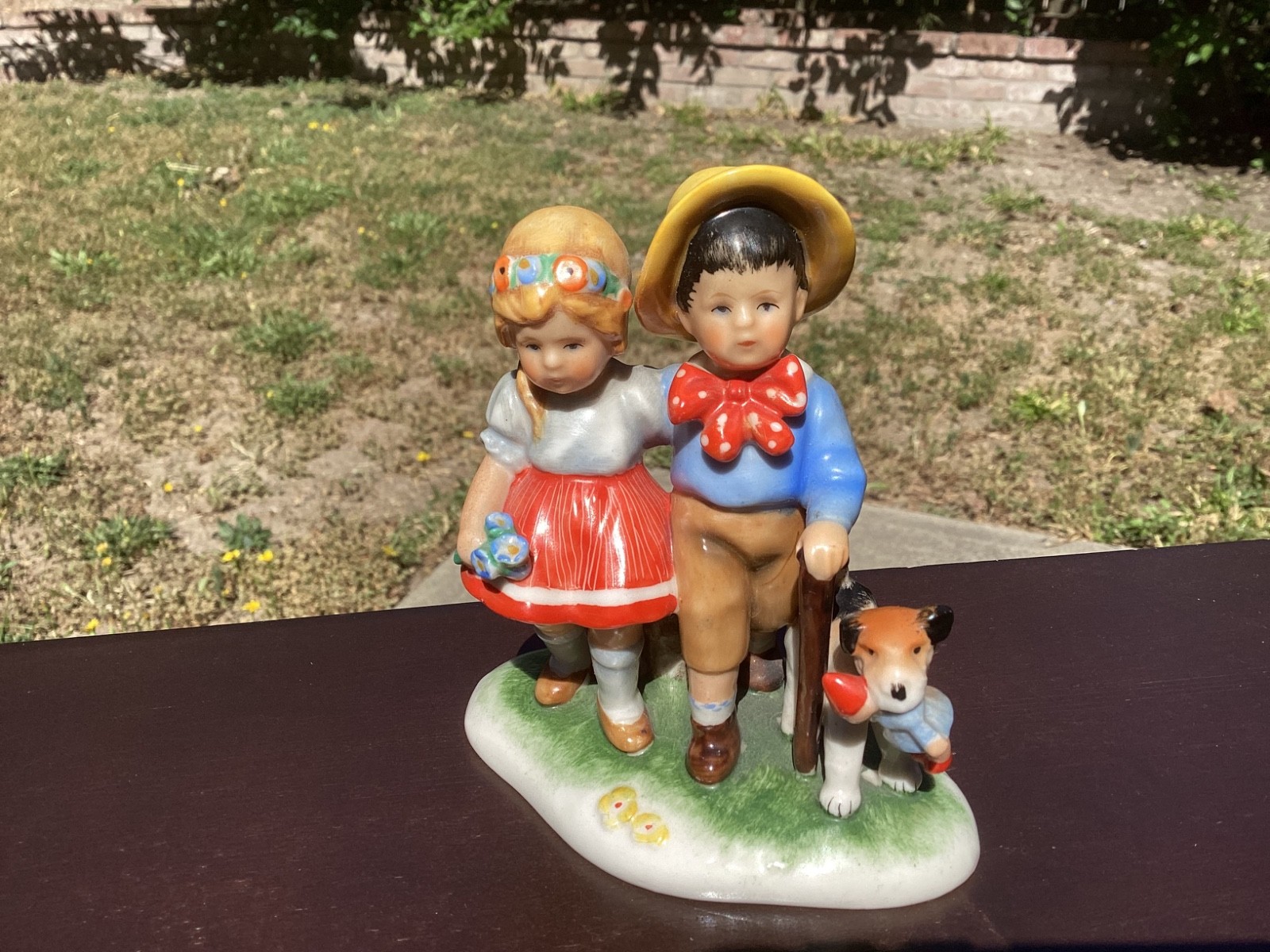 Vintage Goebel Kathe Kruse KRU 7 Full Bee Boy & Girl Walking Dog 1955 Rare