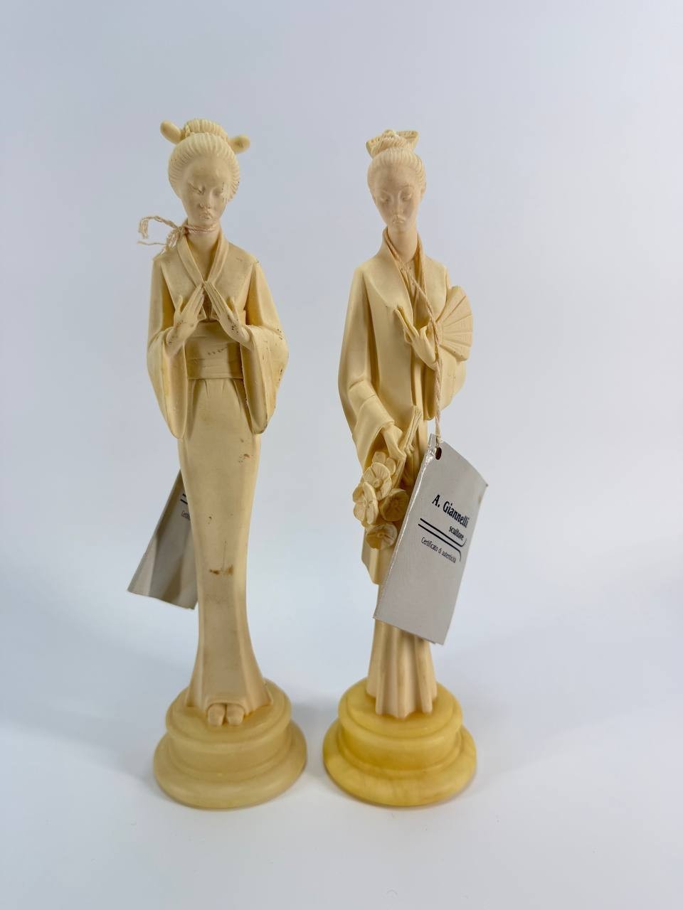 Egregia Sculture Italy Alabaster Geisha Figurines Set of 2 Women 1.54 lb