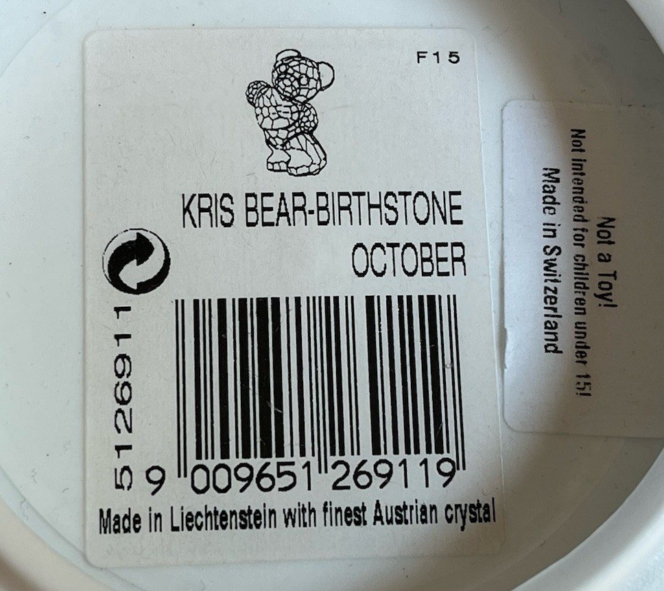Swarovski 2015 Kris Bear Birthstone October Pink Heart Retired NMIB #5126911