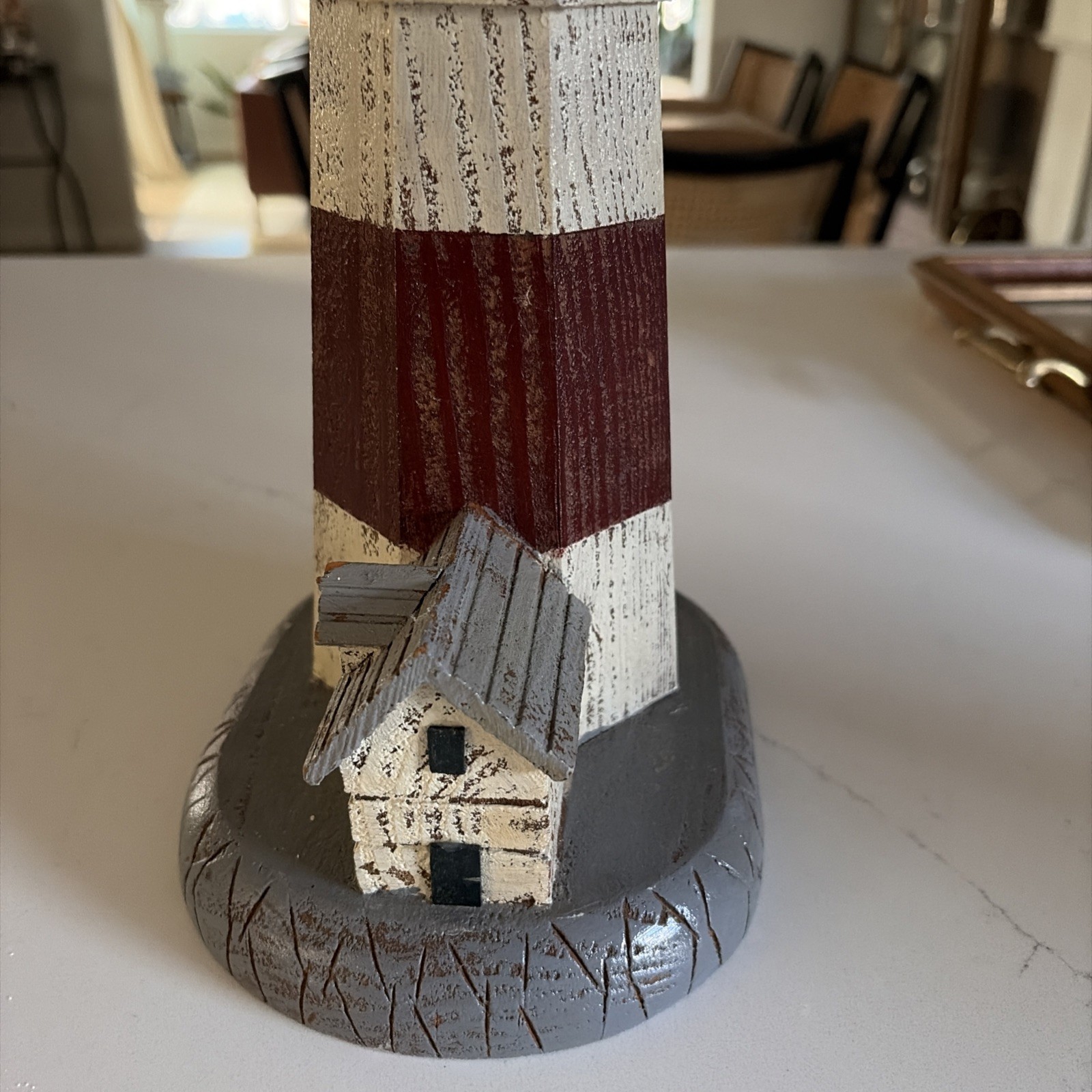 Decorative Painted Wooden Lighthouse, Rustic Design 13 Inches x7 In Wide