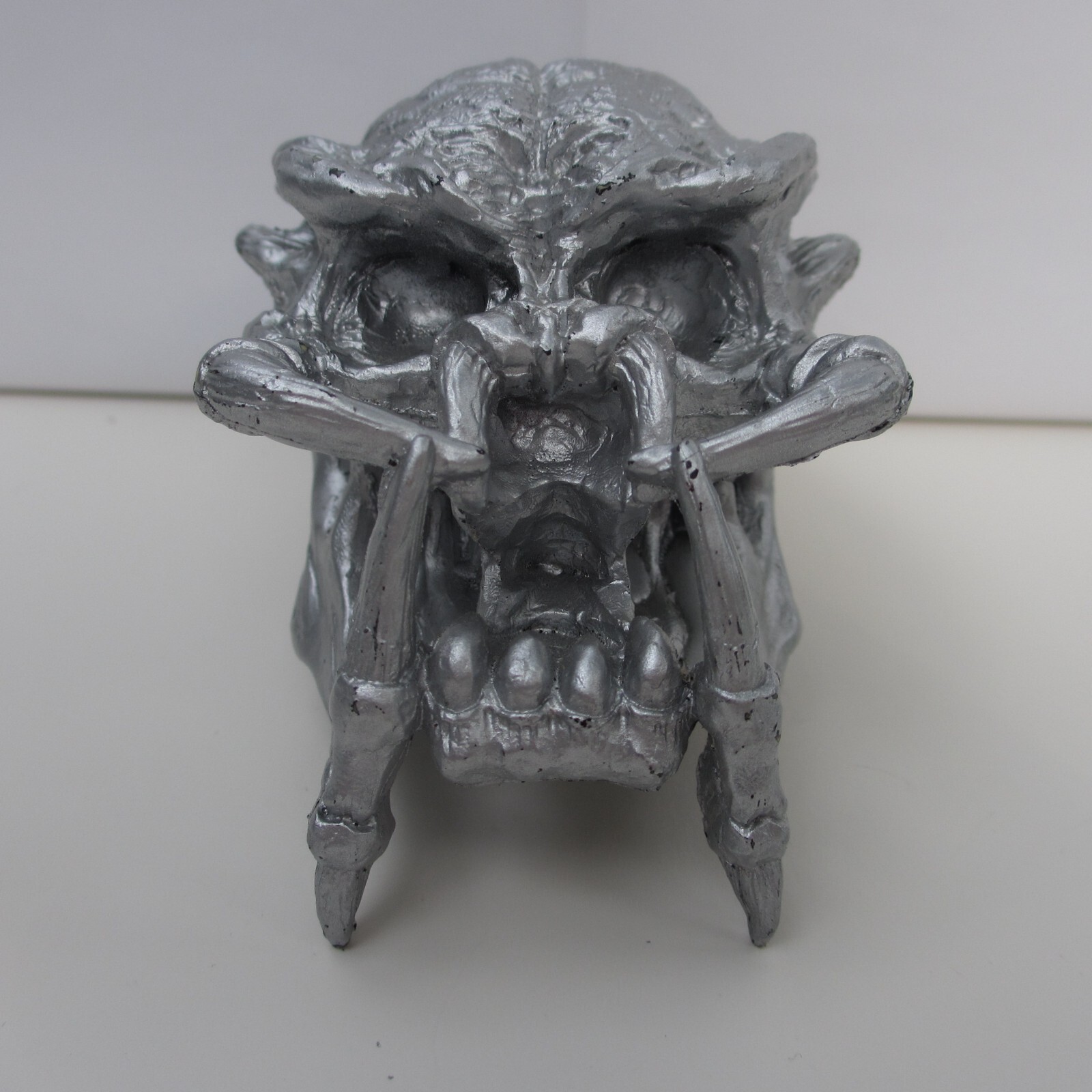 Predator Skull, Painted Slightly Antiqued Silver, 4-5/8 in long x 2-3/4 in wide