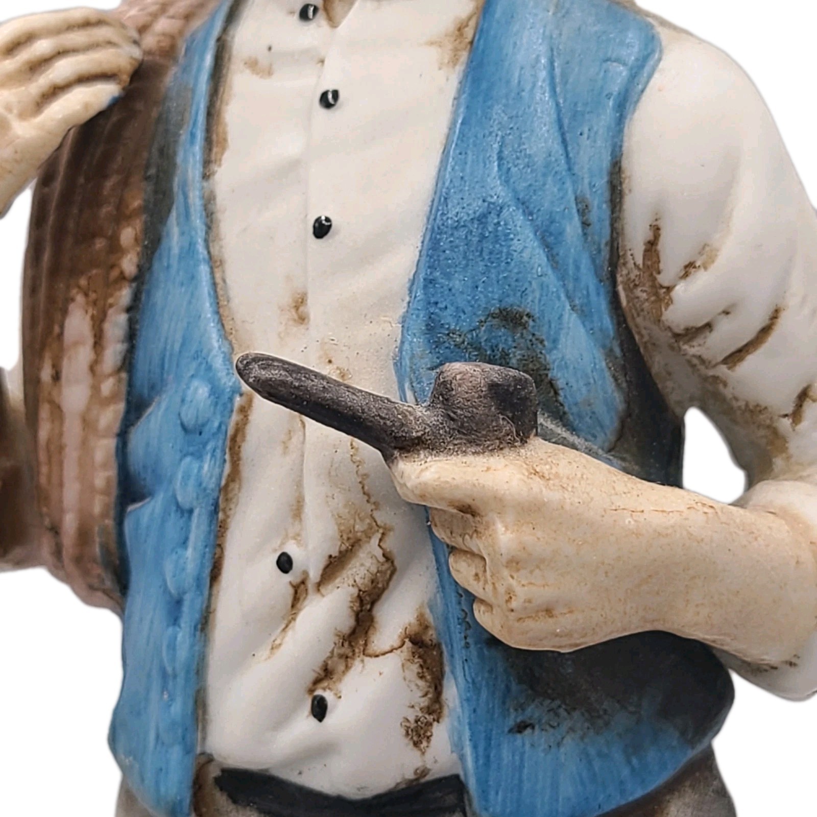 Norleans Old Fisherman Figurine Smoking A Pipe Anchor Dock Lines Hand Painted