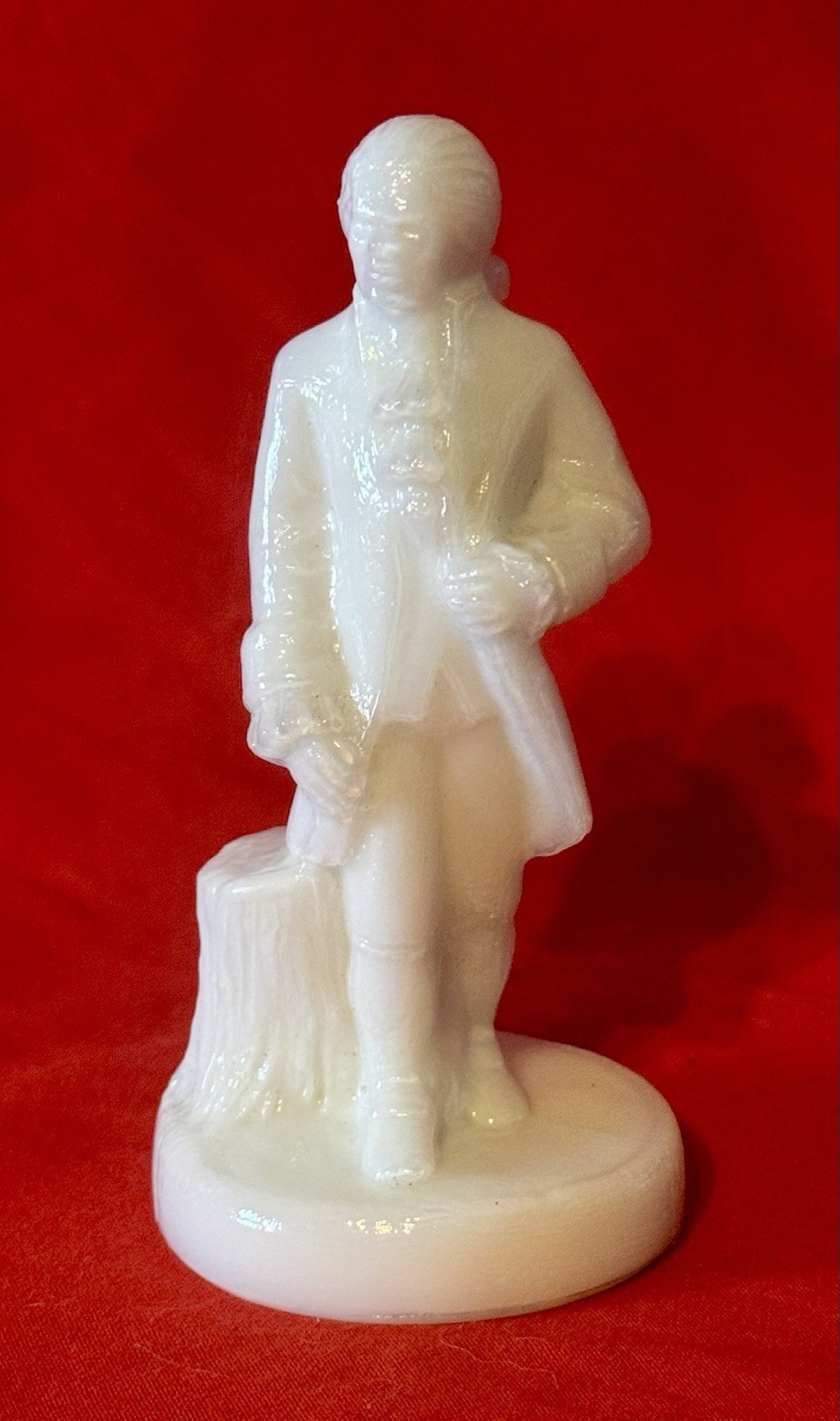 Boyd Art Glass milk white “Colonial Man” figurine, “Edward” (#5 in the series)