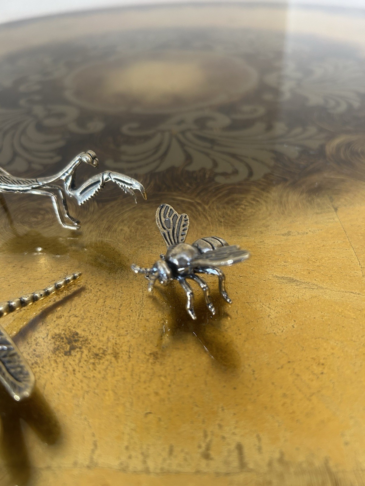 Lot Of 4 Vintage Style Brass Insect Bug Praying Mantis Bee Dragonfly Cricket