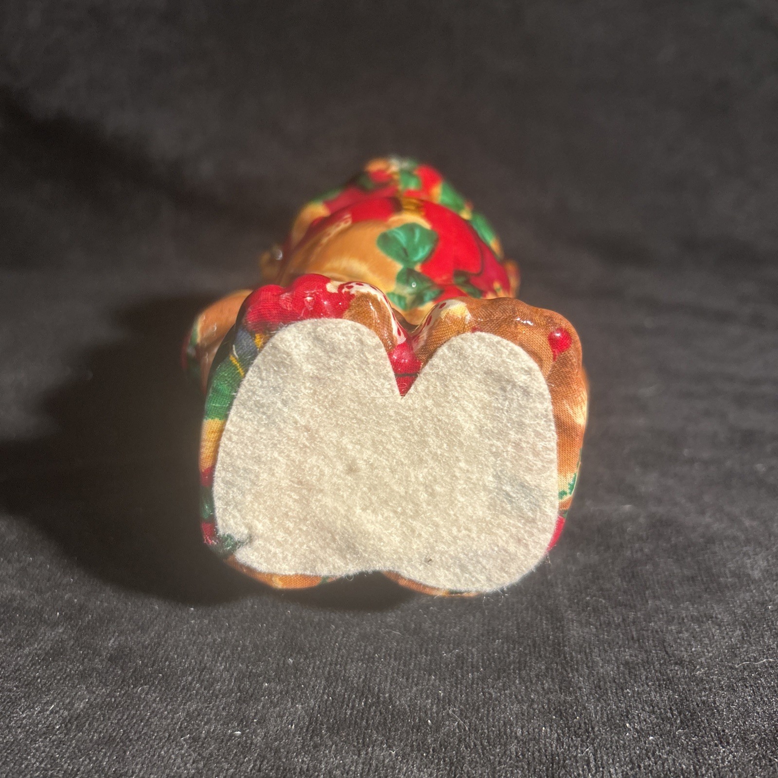 Joan Baker Vintage Teddy Bear Porcelain Fabric Figurine 7.5 inch Christmas