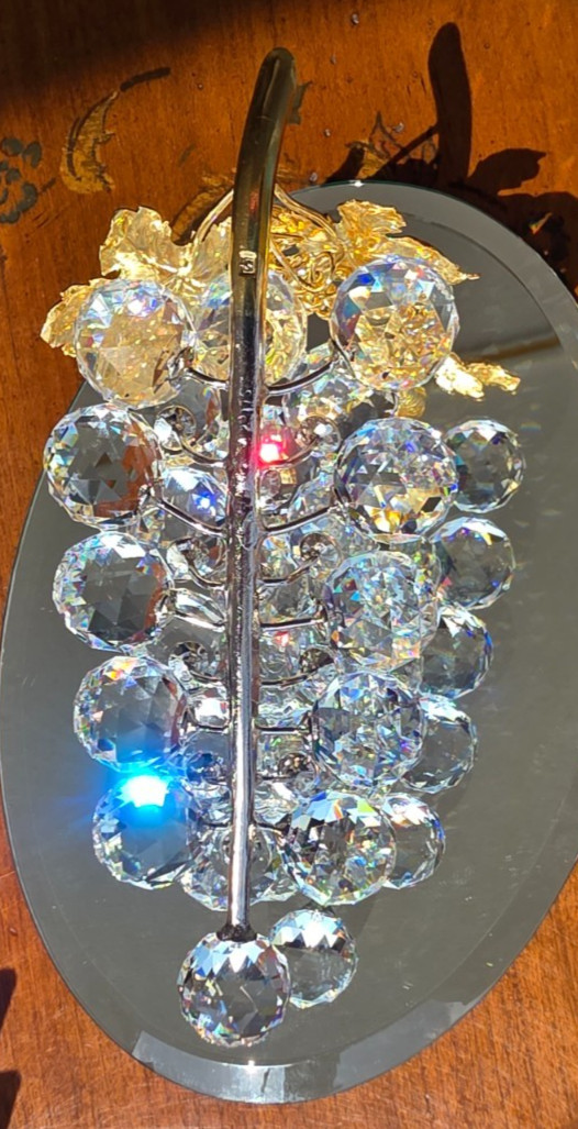 Swarovski Crystal 23 Grapes Bunch Gold Stem Large Retired Vintage w/ Box #011864