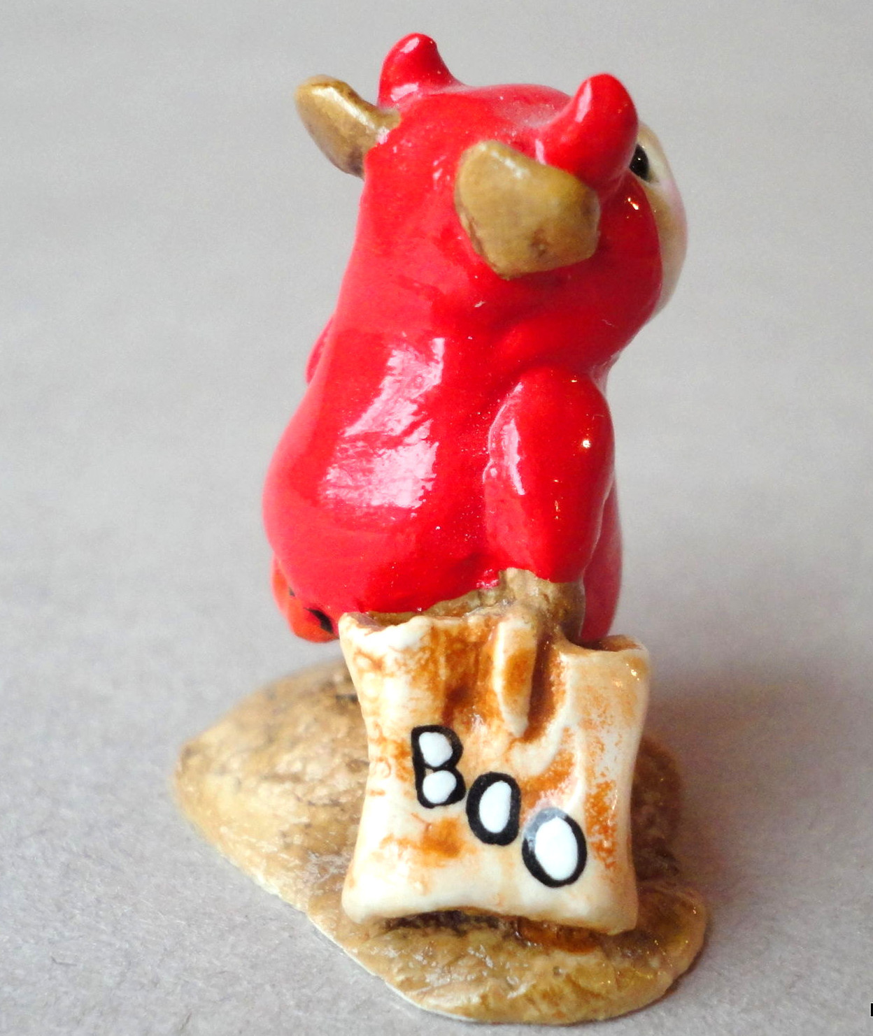 Wee Forest Folk Mouse Figurine 1.25in Little Devil 1981 Red Halloween Costume