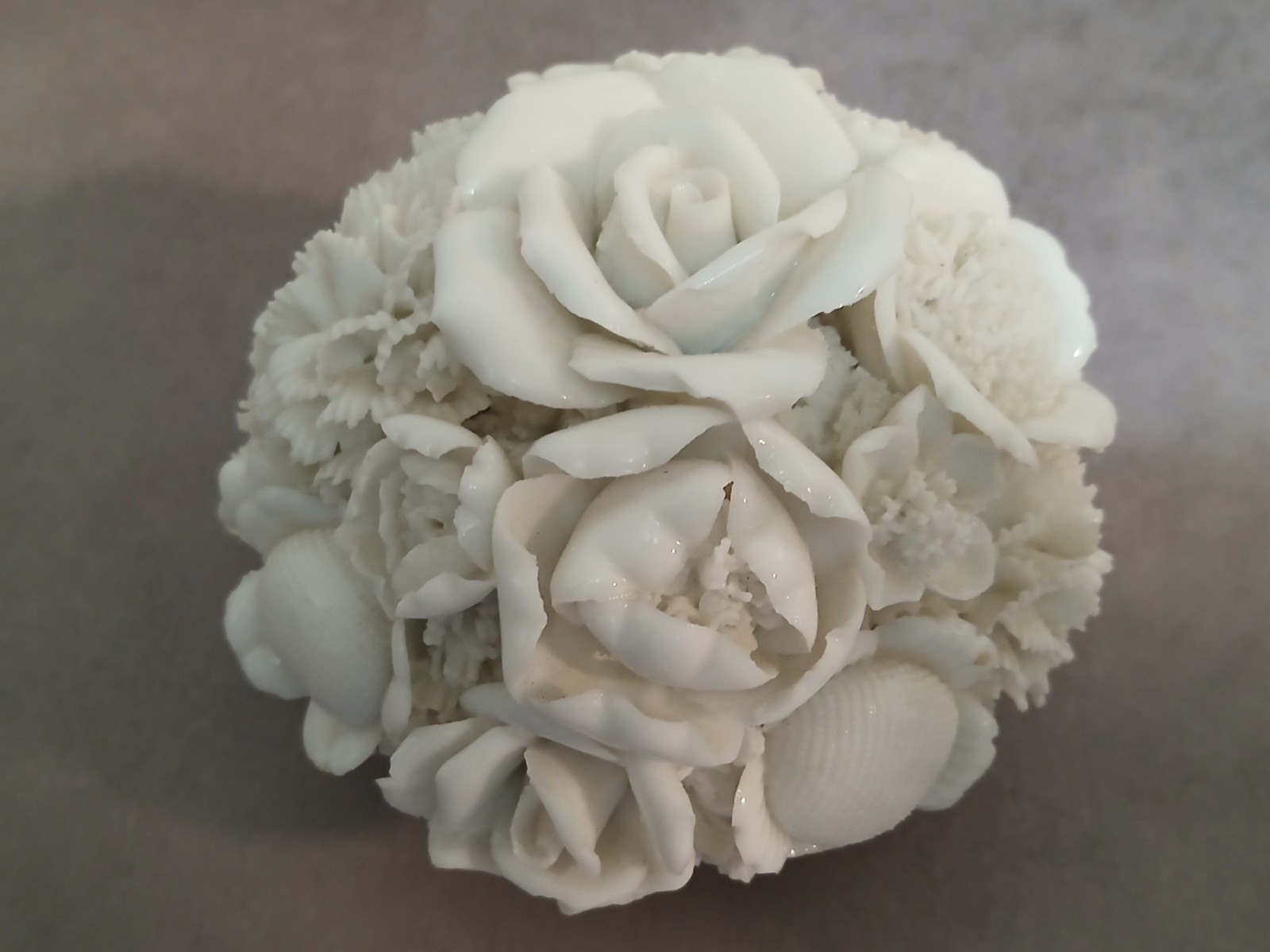 White Porcelain Floral Bouquet-Roses, Carnations