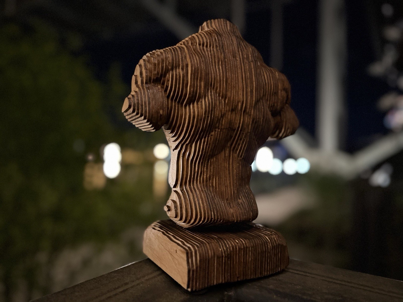 Wood Male Torso Sculpture with Carvings Natural Finish Art Decor