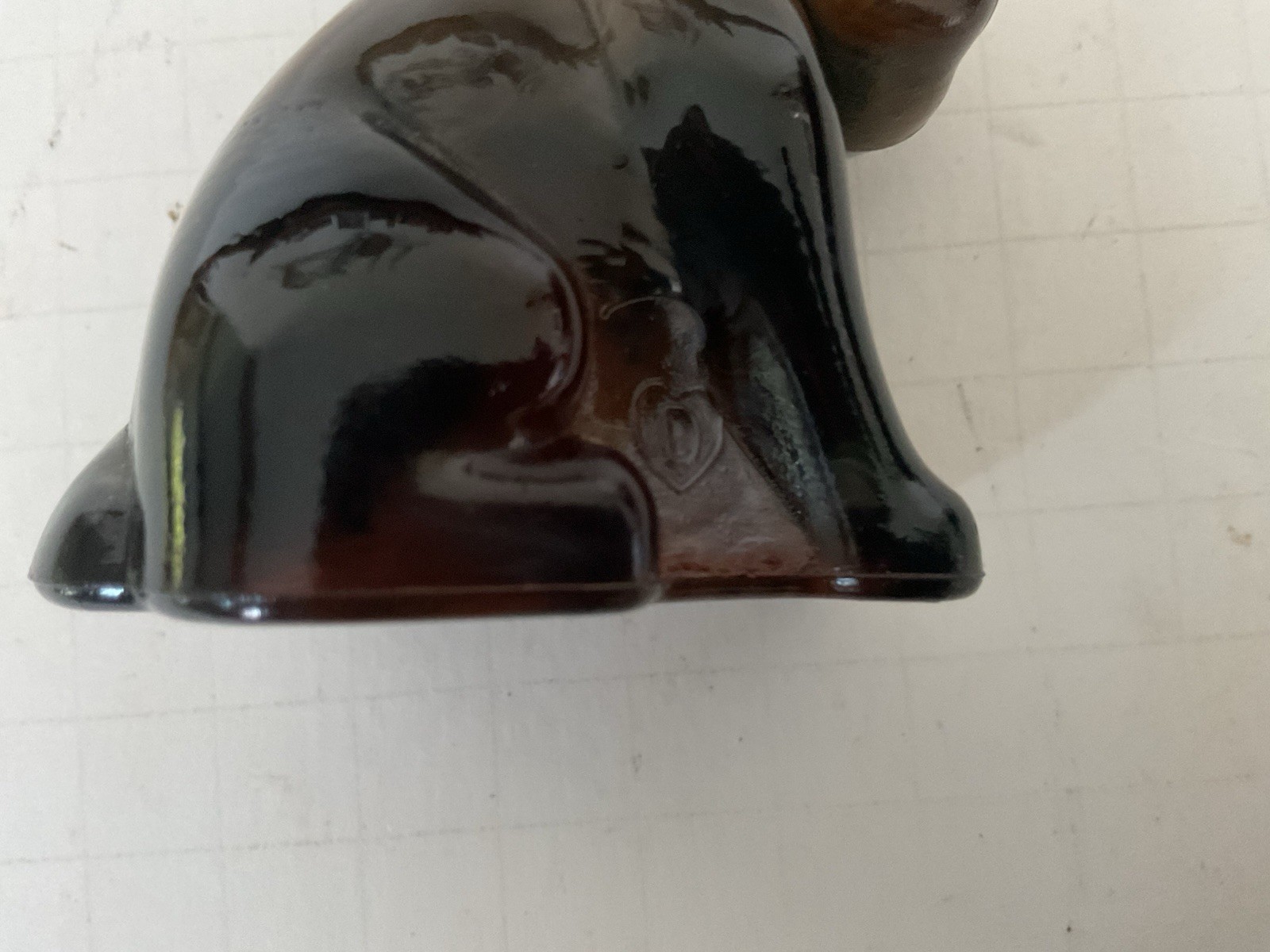 Vintage Degenhart Glass Dog Figurine Brown Slag D In Heart 3in