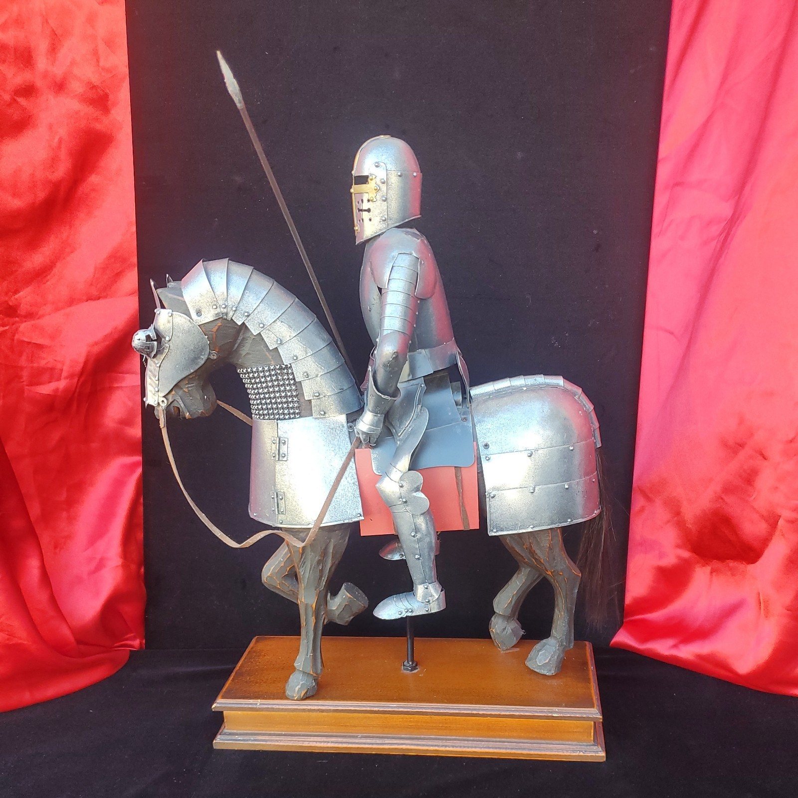Mounted Armored Medieval Knight On Armored Horse 15″ Long 20.5″ Tall Figure