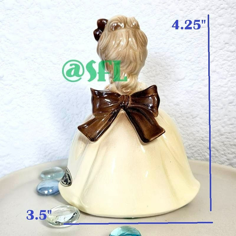 🐈Josef Originals Girl In Beige Dress Brown Bow Heels From The Dress Up Series