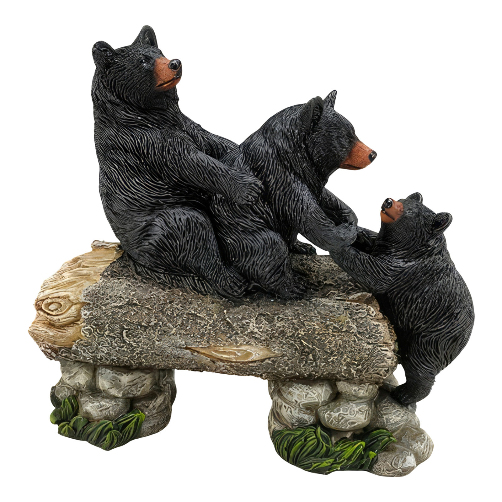 9.75″W Bear Family Crossing Bridge Figurine