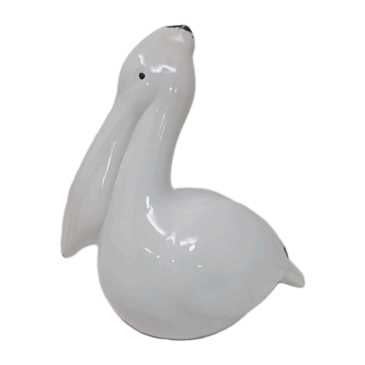 Ceramic Pelican Figurine White Statue Beach House Distressed Decor Coastal U251