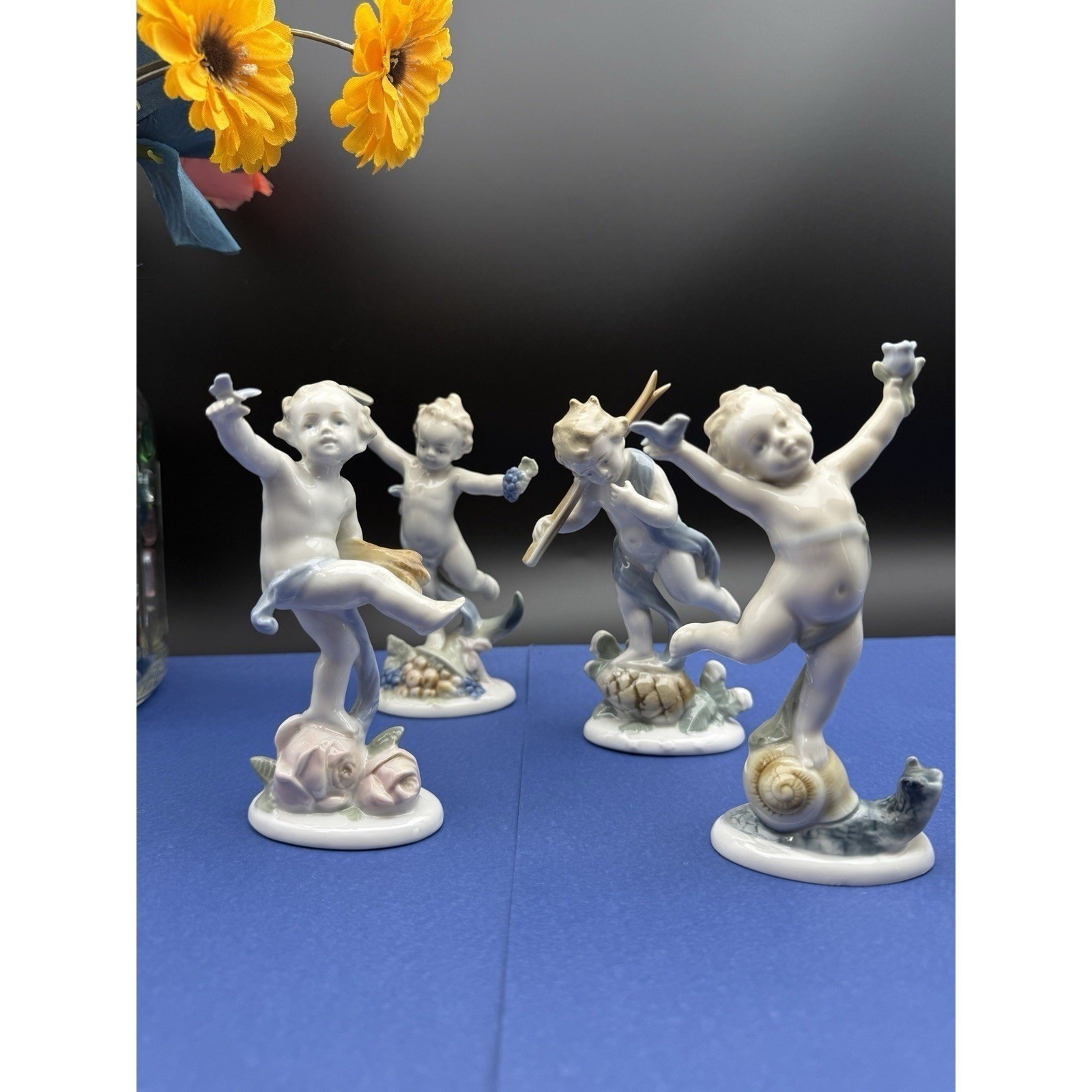 Vintage Metzler & Ortloff Complete Set of Four Seasons Putti/Cherub Figurines