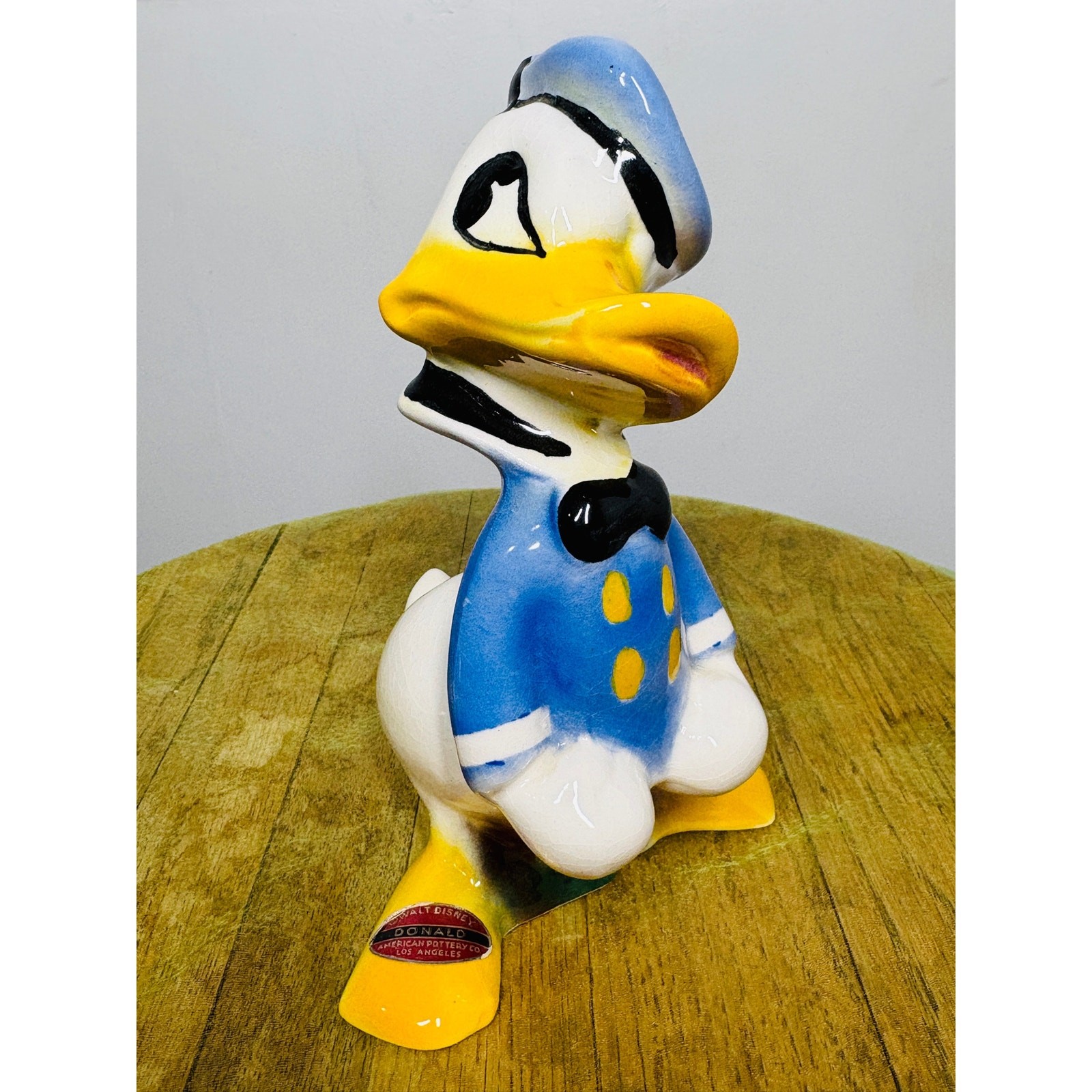 Mid Century Vintage Disney Donald Duck Ceramic Figurine by American Pottery Co.