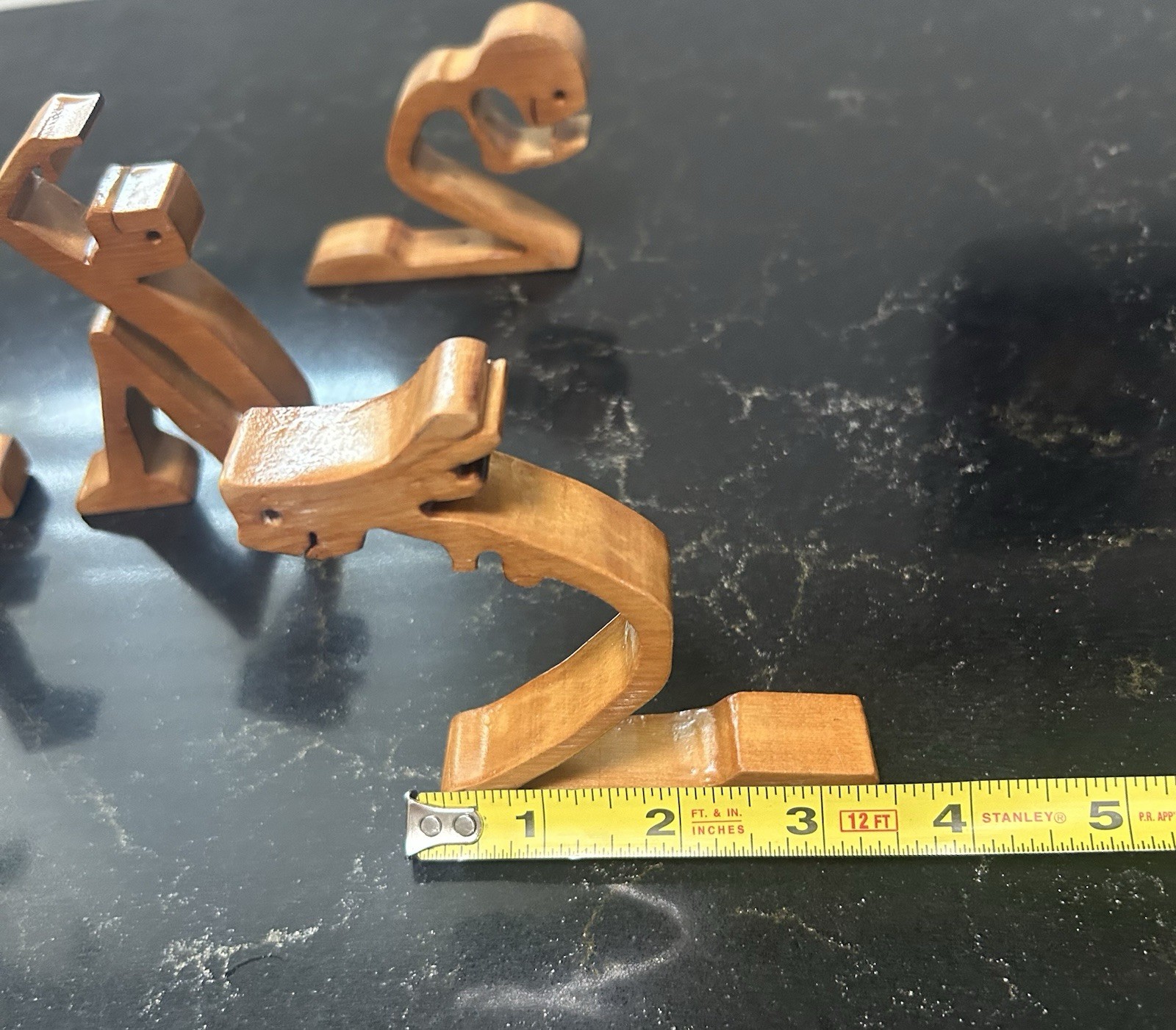 Wooden Abstract Figurines Hand Made Lot Of (4)
