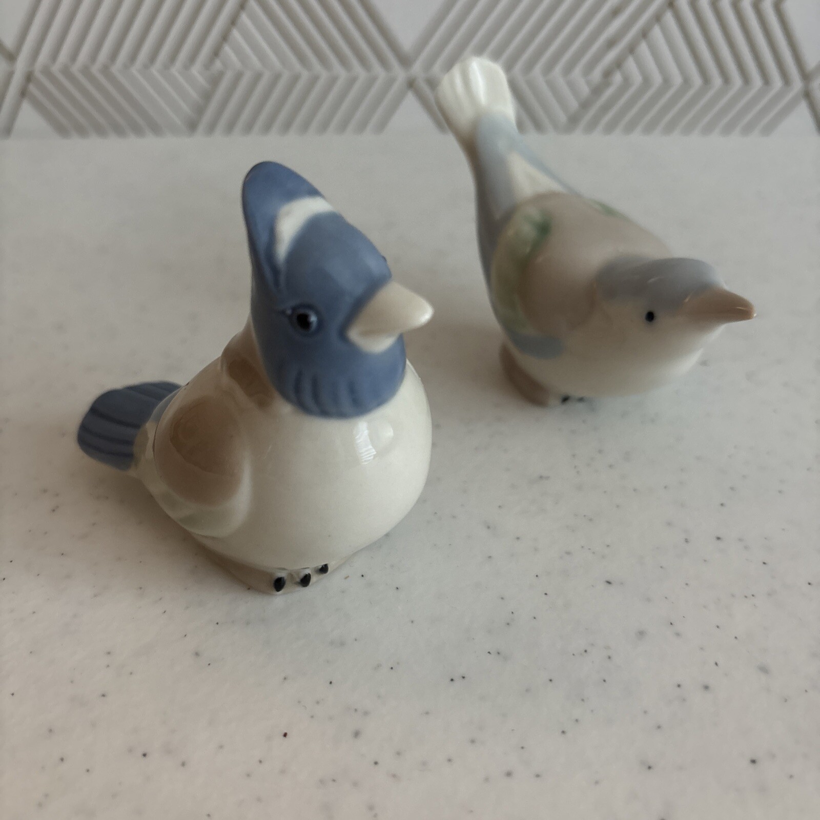 Porcelain Bird Figurines Colorful Miniature Avian Nature 2pc